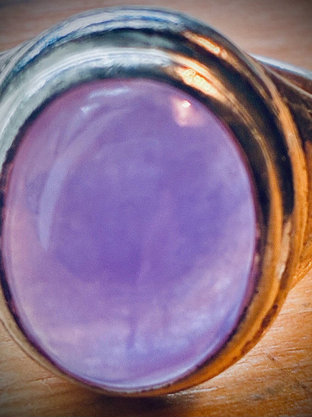 Vintage Sterling Silver Lavender Jade Ring Size 8